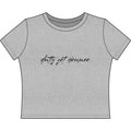 "Slutty Yet Demure" Women's Baby Tee — Script Graphic Crop T-Shirt