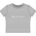 "Slutty Yet Demure" Women's Baby Tee — Script Graphic Crop T-Shirt