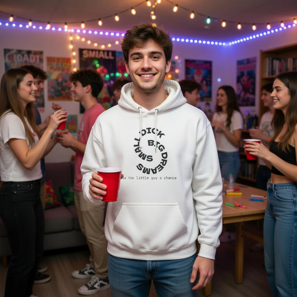 Hoodie — "Small Dick Big Dreams" Circular Text Pullover