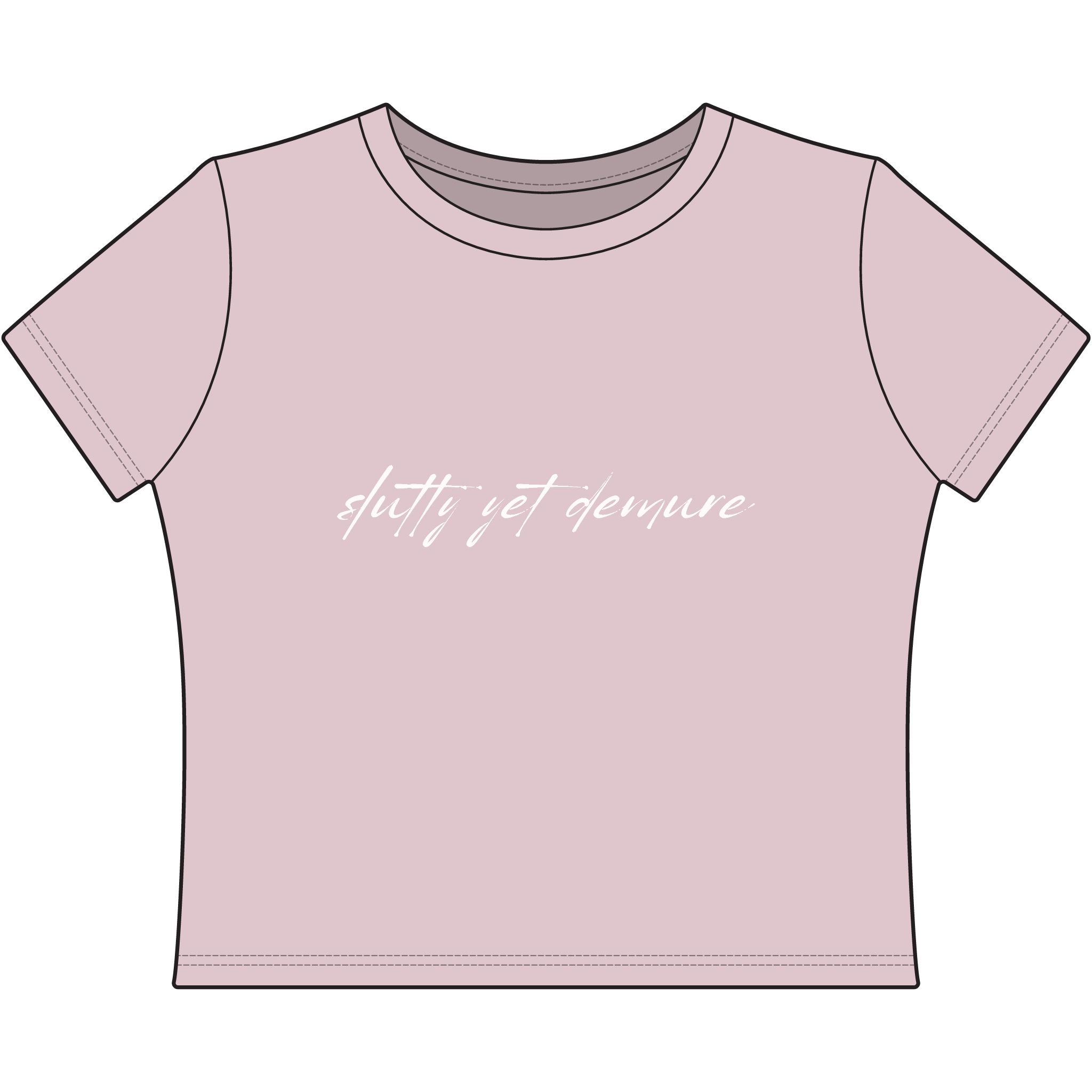 "Slutty Yet Demure" Women's Baby Tee — Script Graphic Crop T-Shirt