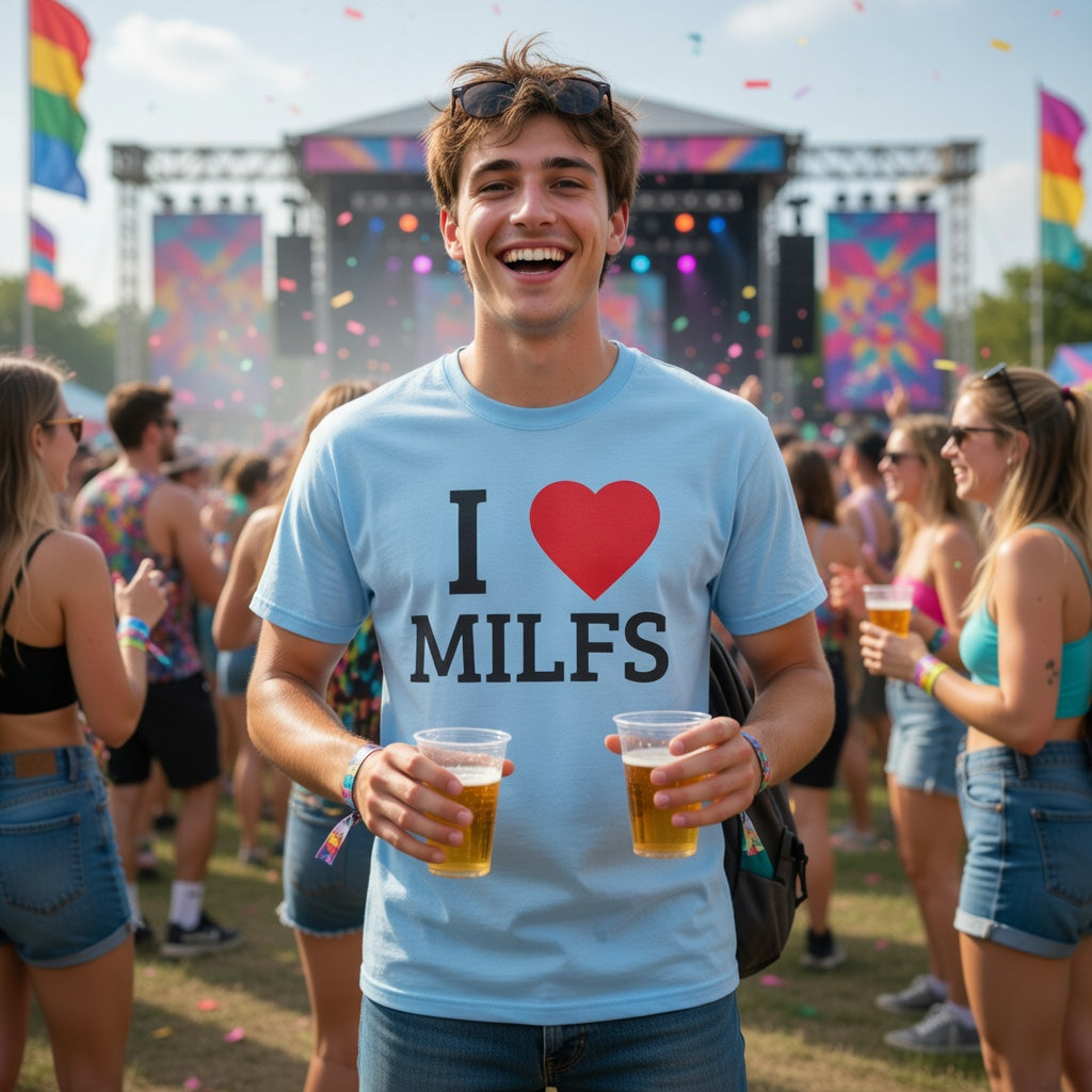 I <3 MILFs T-Shirt — Funny Adult Humor Graphic Tee